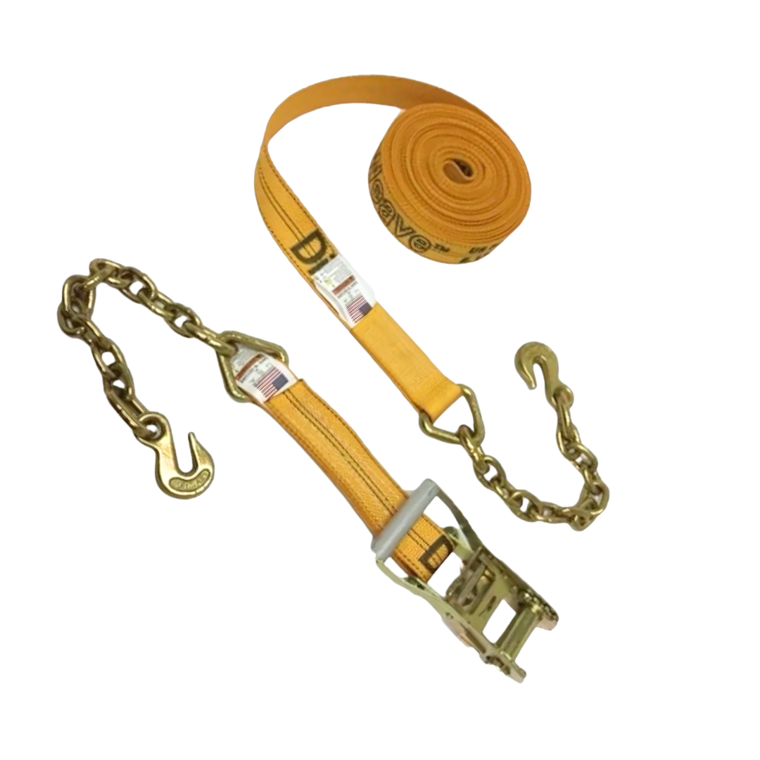 Ratchet Strap with Chain Grab Hook - Diamond Weave