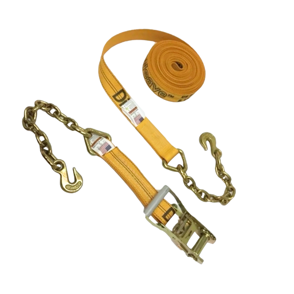Ratchet Strap with Chain Grab Hook - Diamond Weave
