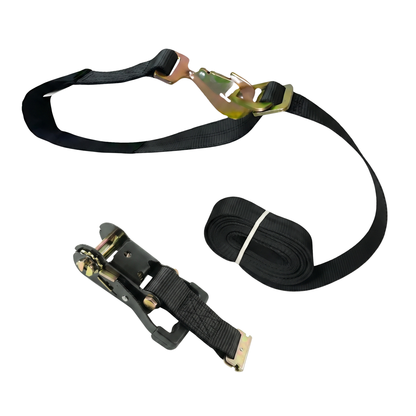 E Track Ratchet with Snap Hook Axle Strap Diamond Weave