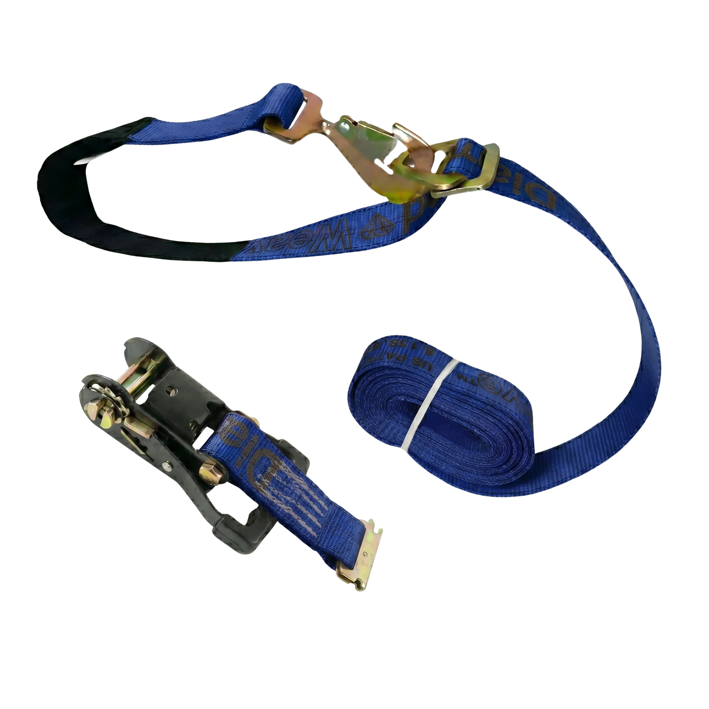 E Track Ratchet with Snap Hook Axle Strap Diamond Weave