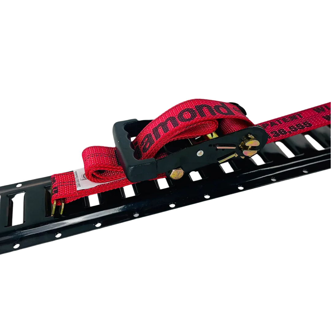 E Track Ratchet with Snap Hook Axle Strap Diamond Weave