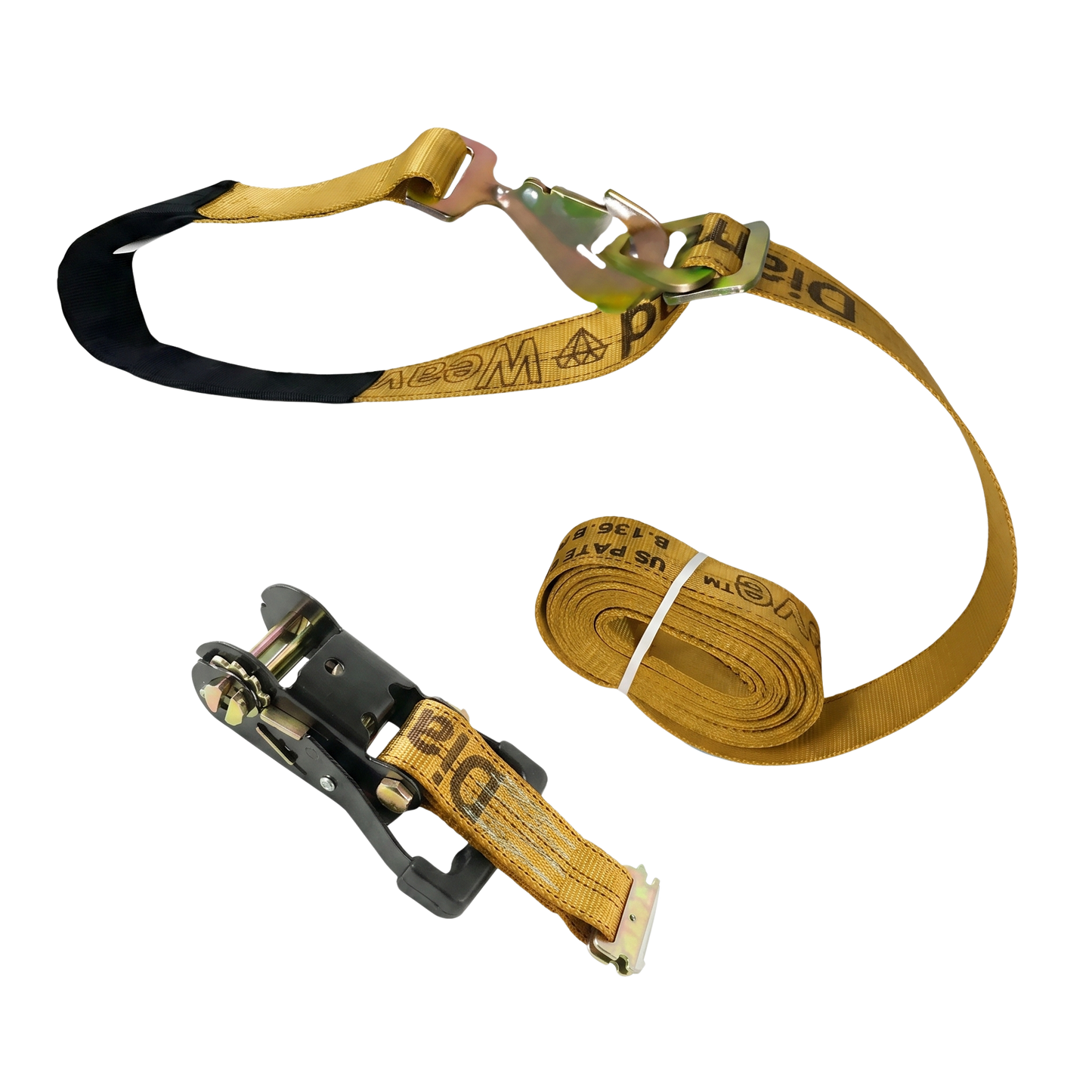 E Track Ratchet with Snap Hook Axle Strap Diamond Weave