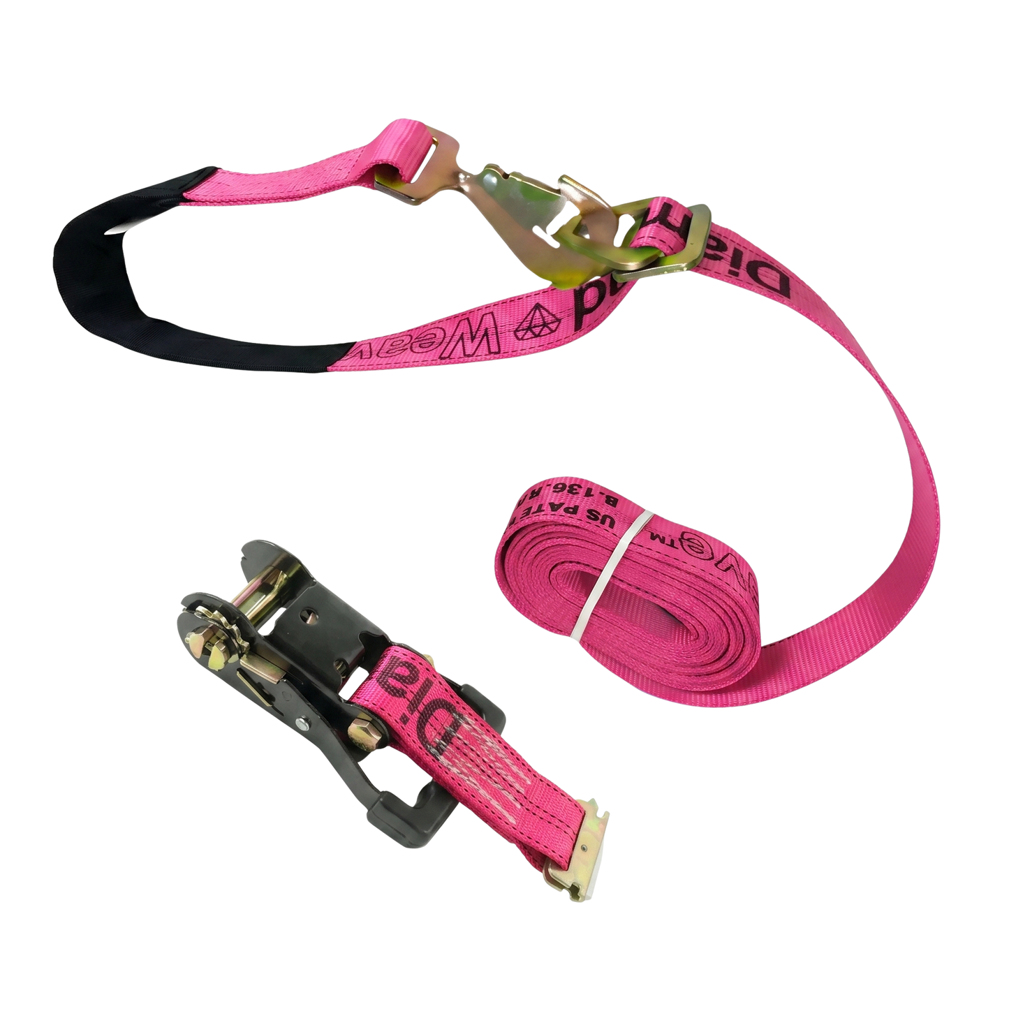 E Track Ratchet with Snap Hook Axle Strap Diamond Weave