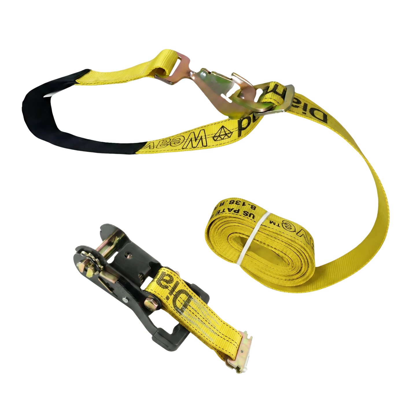 E Track Ratchet with Snap Hook Axle Strap Diamond Weave