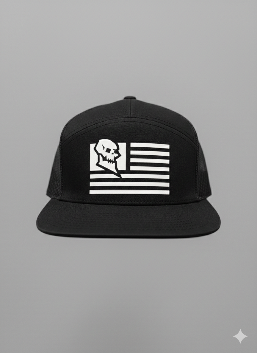 BEARD SKULL FLAG | Flat Brim Snapback Hat