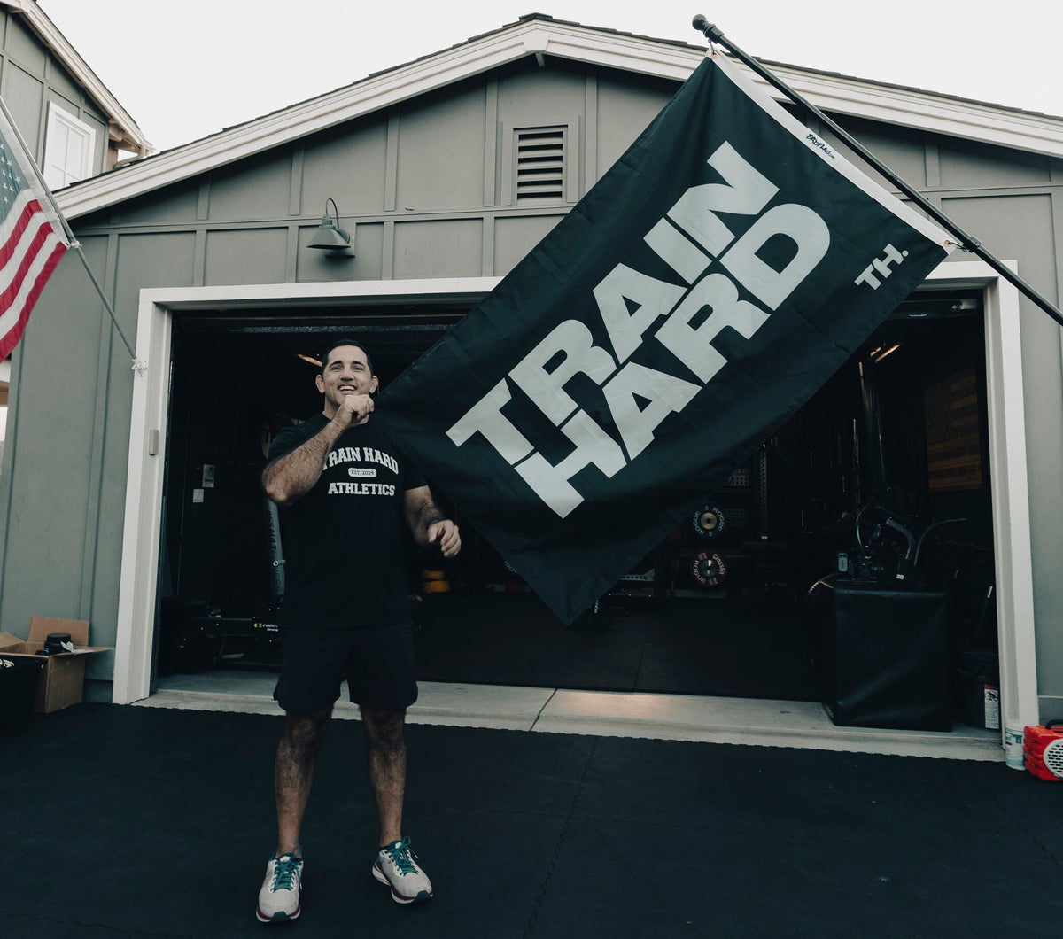 TRAIN HARD PREMIUM DOUBLE-SIDED FLAG